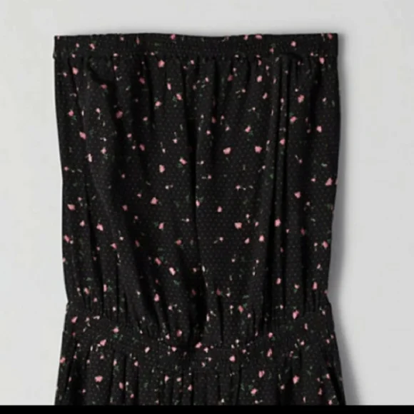 Aritzia Sunday Best Taggie Black Jumpsuit S Roses Floral Pull On Strapless - Picture 2 of 15